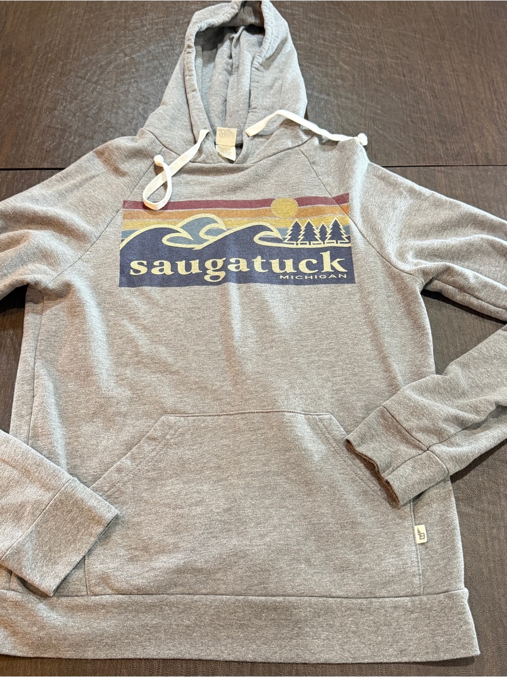 Saugatuck Graphic Zip-Up Hoodie - Gray Sz M